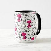 Snoopy Black & Magenta Pattern Tasse (VorderseiteRechts)