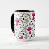 Snoopy Black & Magenta Pattern Tasse (Vorderseite Links)