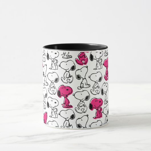 Snoopy Black & Magenta Pattern Tasse (Zentrum)