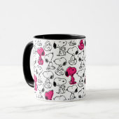 Snoopy Black & Magenta Pattern Tasse (Vorderseite Links)