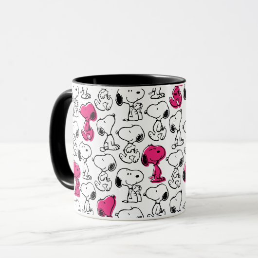 Snoopy Black & Magenta Pattern Tasse (Vorderseite Links)