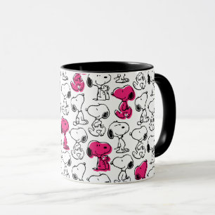 Snoopy Black & Magenta Pattern Tasse