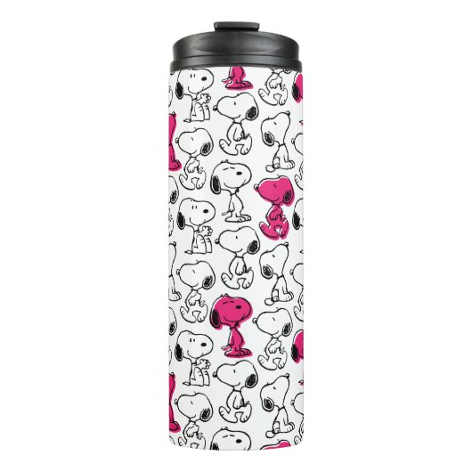 Snoopy Black & Magenta Pattern Thermosbecher (Vorderseite)