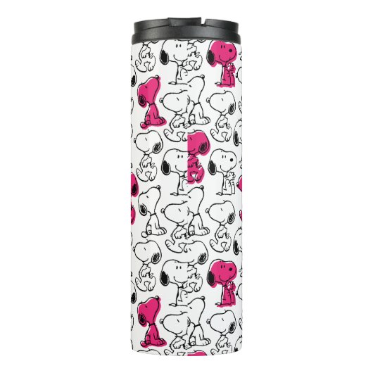 Snoopy Black & Magenta Pattern Thermosbecher (Rückseite)