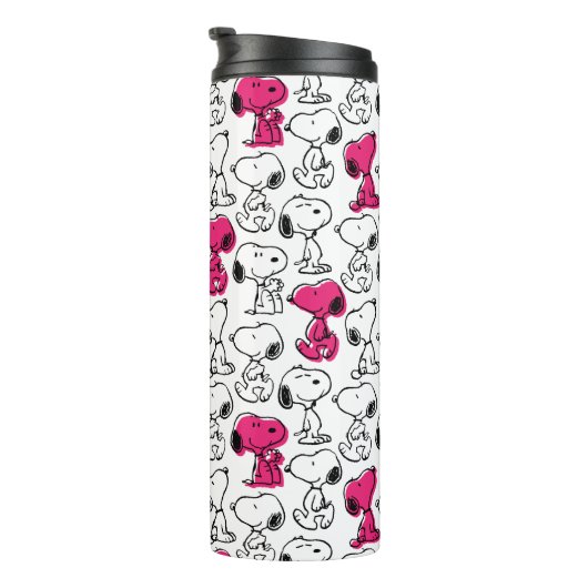 Snoopy Black & Magenta Pattern Thermosbecher (Nach rechts gedreht)