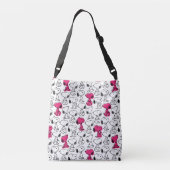 Snoopy Black & Magenta Pattern Tragetaschen Mit Langen Trägern (Rückseite)
