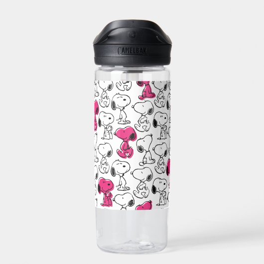 Snoopy Black & Magenta Pattern Trinkflasche (Rückseite)