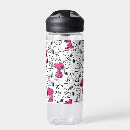 Snoopy Black & Magenta Pattern Trinkflasche (Vorderseite)