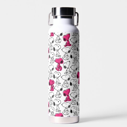Snoopy Black & Magenta Pattern Trinkflasche (Vorne)