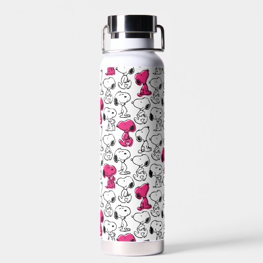 Snoopy Black & Magenta Pattern Trinkflasche (Rückseite)