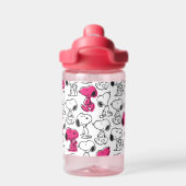 Snoopy Black & Magenta Pattern Trinkflasche (Rückseite)