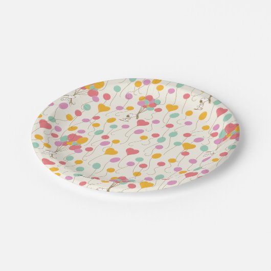 Snoopy Bunches of Balloons Pattern Pappteller (Schrägansicht)