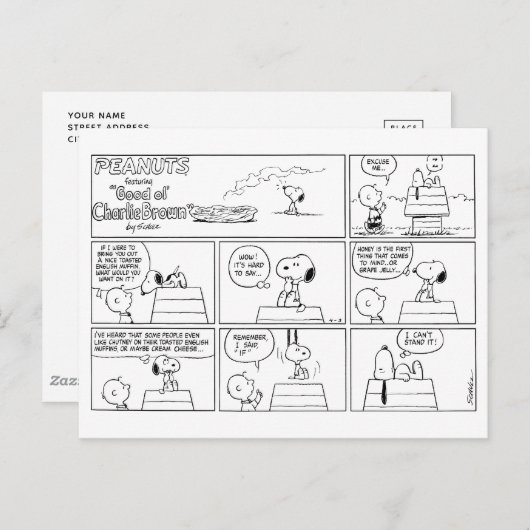 Snoopy & Charlie Brown | English Muffin Postkarte (Vorne/Hinten)