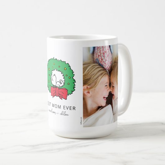 Snoopy Christmas Wreath | Best Mama Foto Kaffeetasse (VorderseiteRechts)