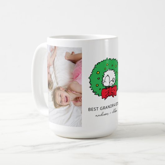 Snoopy Christmas Wreath | Bestes Opa-Foto Kaffeetasse (Vorderseite Links)