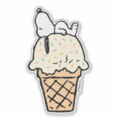Snoopy Eiswaffel mit Streuseln Aufkleber (Vorderseite)