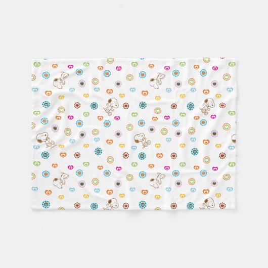 Snoopy farbenfrohe Herzmuster Fleecedecke (Vorderseite (Horizontal))