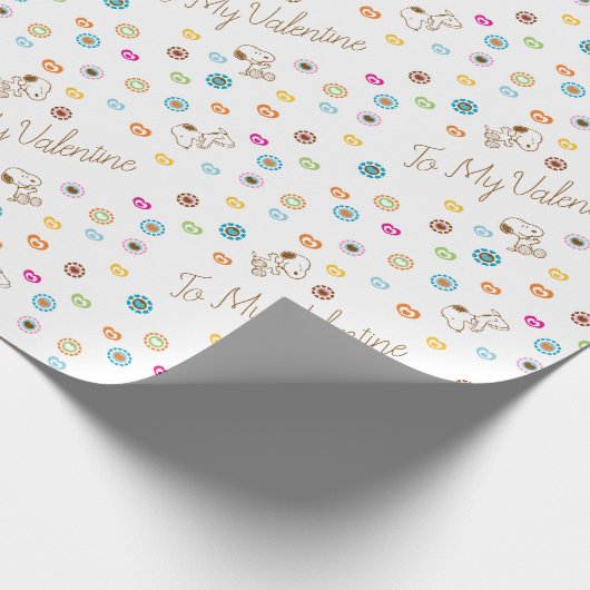 Snoopy farbenfrohe Herzmuster Geschenkpapier (Ecke)