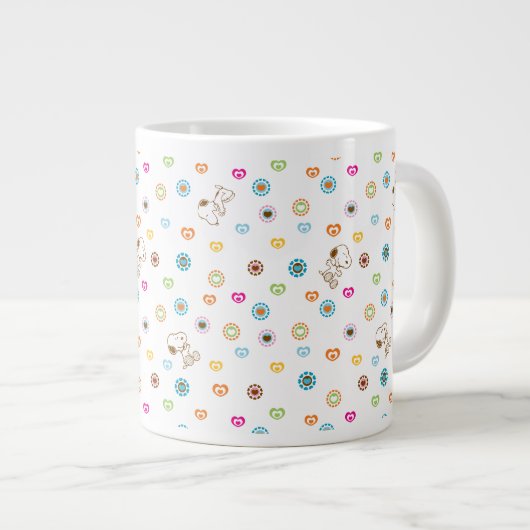 Snoopy farbenfrohe Herzmuster Jumbo-Tasse (Vorderseite Rechts)