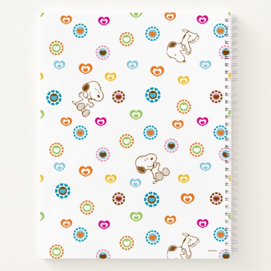 Snoopy farbenfrohe Herzmuster Notizblock (Rückseite)