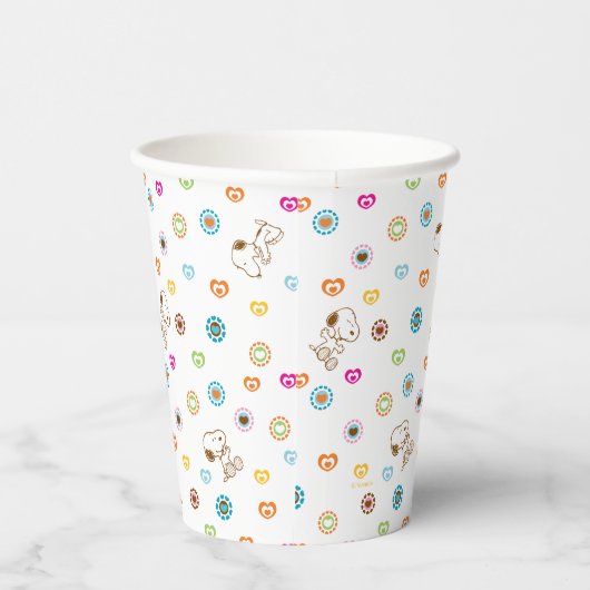 Snoopy farbenfrohe Herzmuster Pappbecher (Rechts)