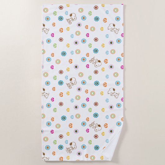 Snoopy farbenfrohe Herzmuster Strandtuch (Vorderseite)