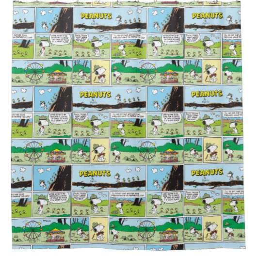 Snoopy & Friends | Go-Camping Duschvorhang (Vorderseite)