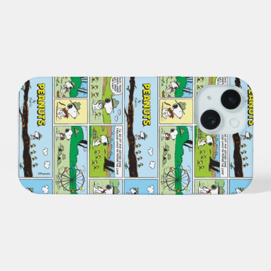 Snoopy & Friends | Go-Camping iPhone 15 Hülle (Rückseite (Horizontal))