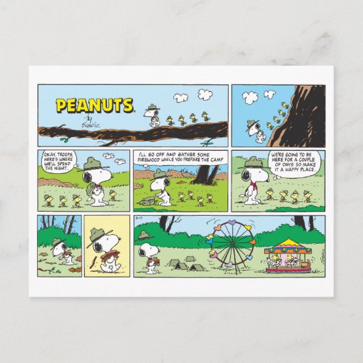 Snoopy & Friends | Go-Camping Postkarte (Vorderseite)