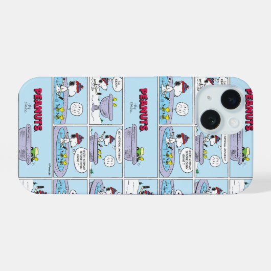 Snoopy & Friends Hockey Game iPhone 15 Hülle (Rückseite (Horizontal))