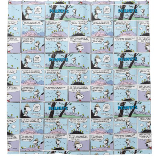 Snoopy & Friends | Wandern Duschvorhang (Vorderseite)