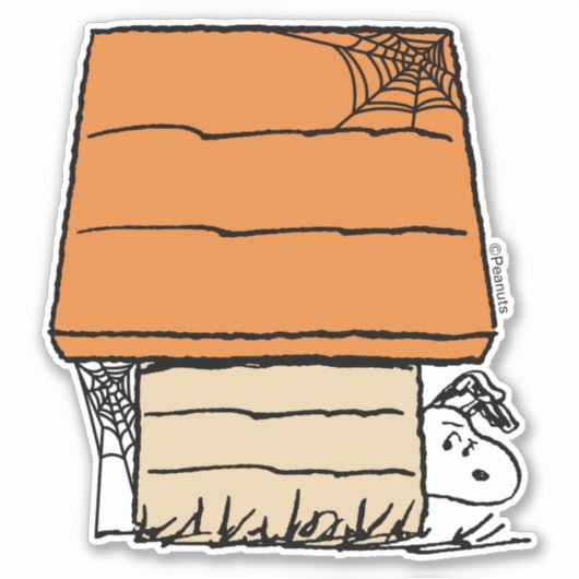 Snoopy Halloween Spider Web Doghouse Aufkleber (Vorderseite)