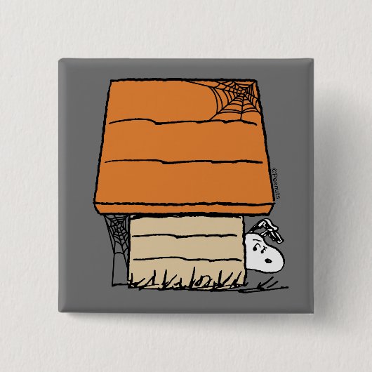 Snoopy Halloween Spider Web Doghouse Button (Vorderseite)