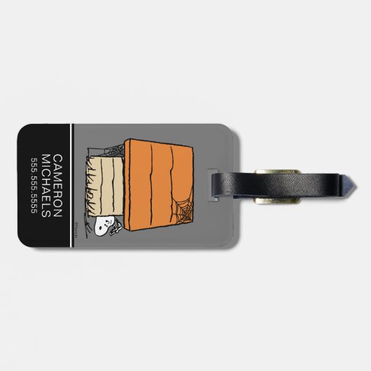 Snoopy Halloween Spider Web Doghouse Gepäckanhänger (Rückseite horizontal)