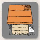 Snoopy Halloween Spider Web Doghouse Getränkeuntersetzer (Vorderseite)