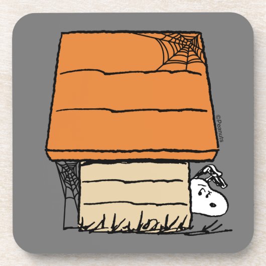 Snoopy Halloween Spider Web Doghouse Getränkeuntersetzer (Vorderseite)