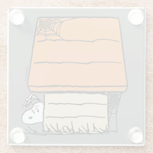 Snoopy Halloween Spider Web Doghouse Glasuntersetzer (Rückseite)