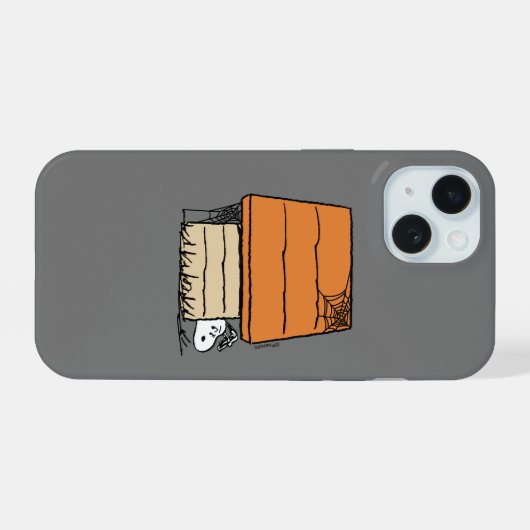 Snoopy Halloween Spider Web Doghouse iPhone 15 Hülle (Rückseite (Horizontal))