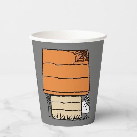 Snoopy Halloween Spider Web Doghouse Pappbecher (Vorderseite)