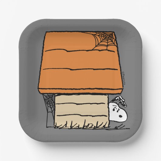 Snoopy Halloween Spider Web Doghouse Pappteller (Vorderseite)