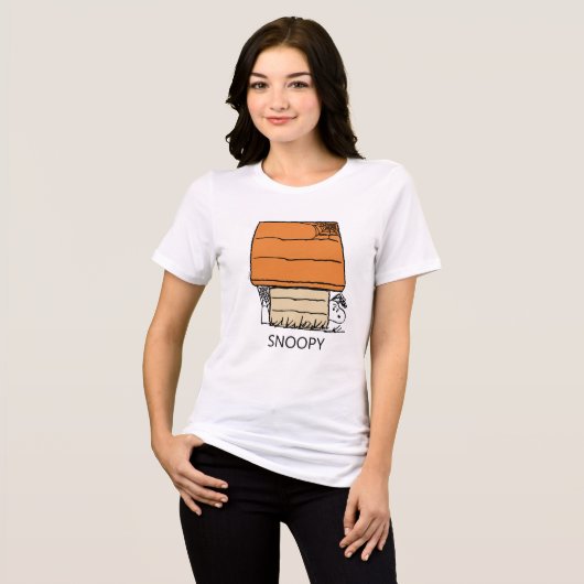 Snoopy Halloween Spider Web Doghouse Tri-Blend Shirt (Vorderseite voll)