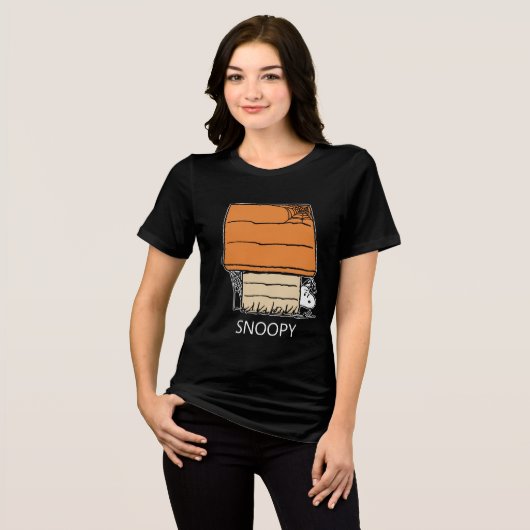 Snoopy Halloween Spider Web Doghouse Tri-Blend Shirt (Vorderseite voll)