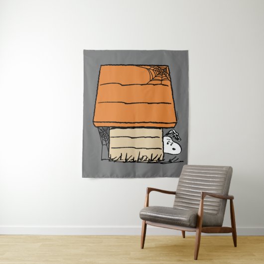 Snoopy Halloween Spider Web Doghouse Wandteppich (Beispiel)