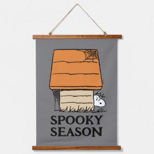 Snoopy Halloween Spider Web Doghouse Wandteppich Mit Holzrahmen