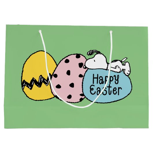 Snoopy - Happy Oaster Große Geschenktüte (Rückseite)