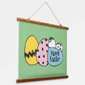 Snoopy - Happy Oaster Wandteppich Mit Holzrahmen (Gewinkelt)