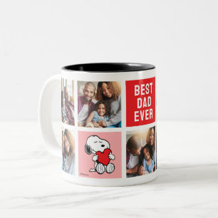 Snoopy Heart   Vater - FotoCollage Zweifarbige Tasse