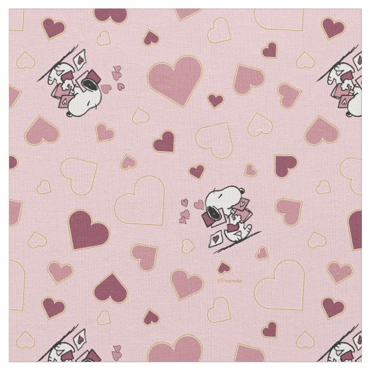Snoopy-Herzen und Liebesbriefe Stoff (Nahaufnahme)
