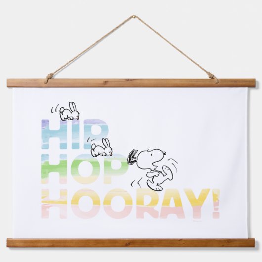 Snoopy Hip Hop Hooray Ostern Wandteppich Mit Holzrahmen (Vorne)