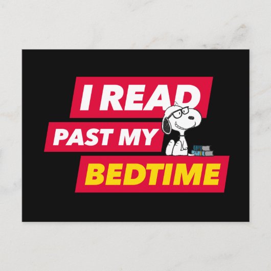 Snoopy "I Read Past My Bedtime" Postkarte (Vorderseite)